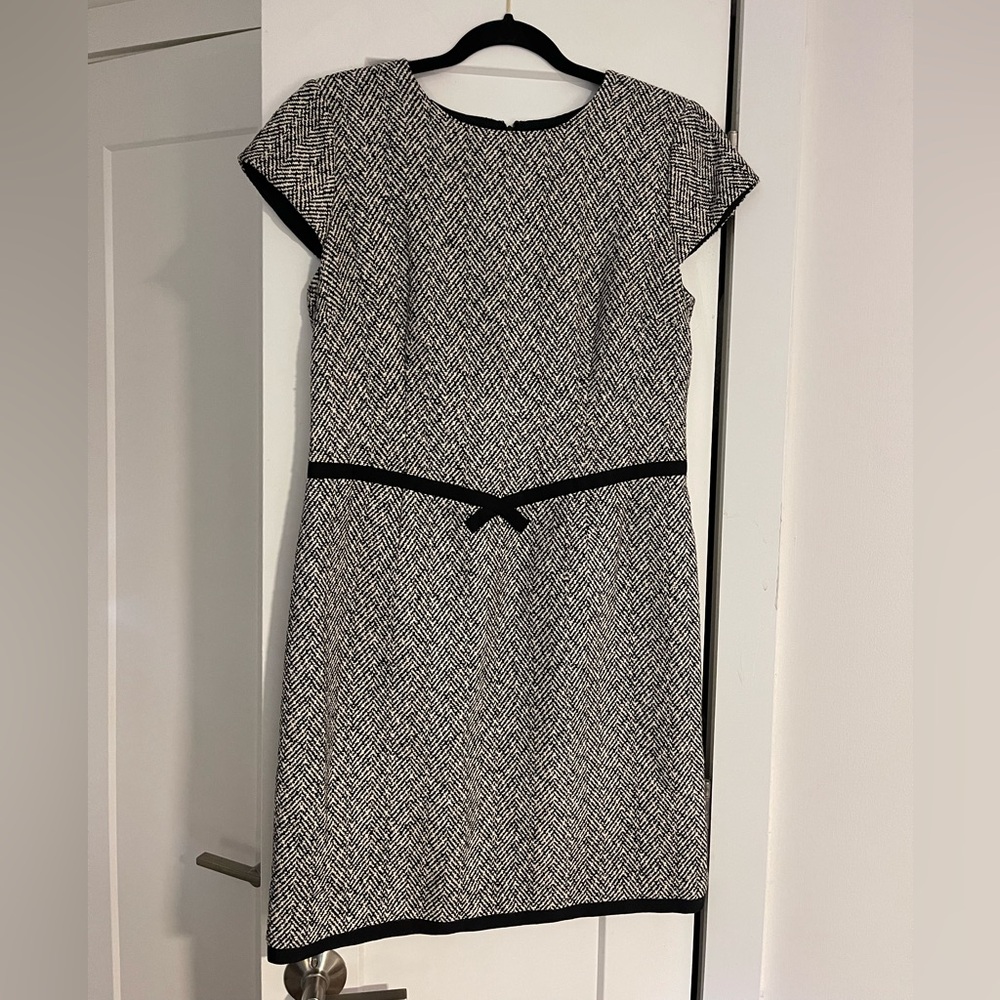 Talbots Petite Pure Silk Cap Sleeve Tweed Black & White Dress – Size 10